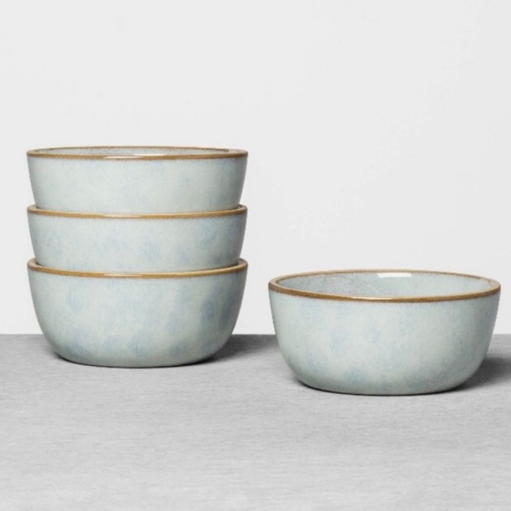 Hearth and Hand Stoneware Reactive Exposed Rim Mini Bowl in Blue-Qty 4